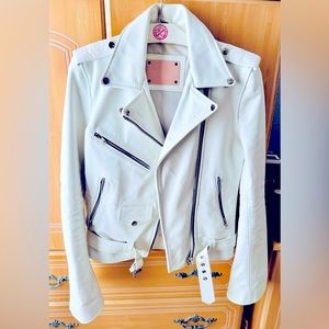 Free People understated leather bell sleeve moto jacket